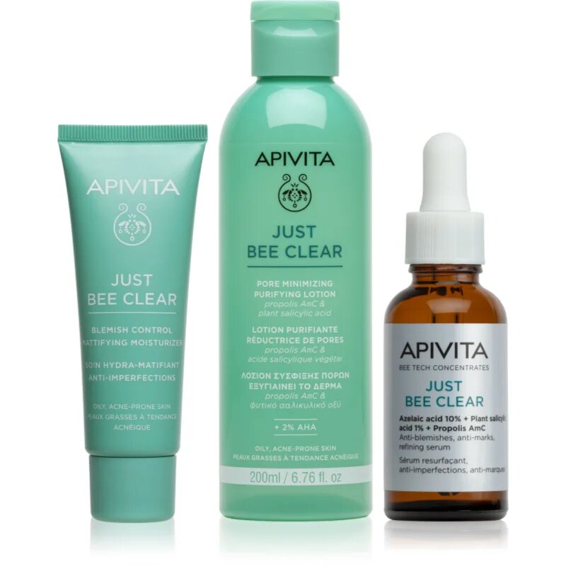 Apivita Just Bee Clear set za mastno k aknam nagnjeno kožo