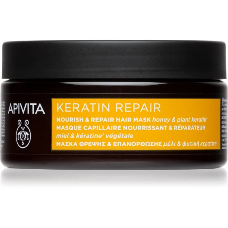 Apivita Keratin Repair Nourish Repair Hair Mask obnovitvena maska za poškodovane lase s keratinom 200 ml