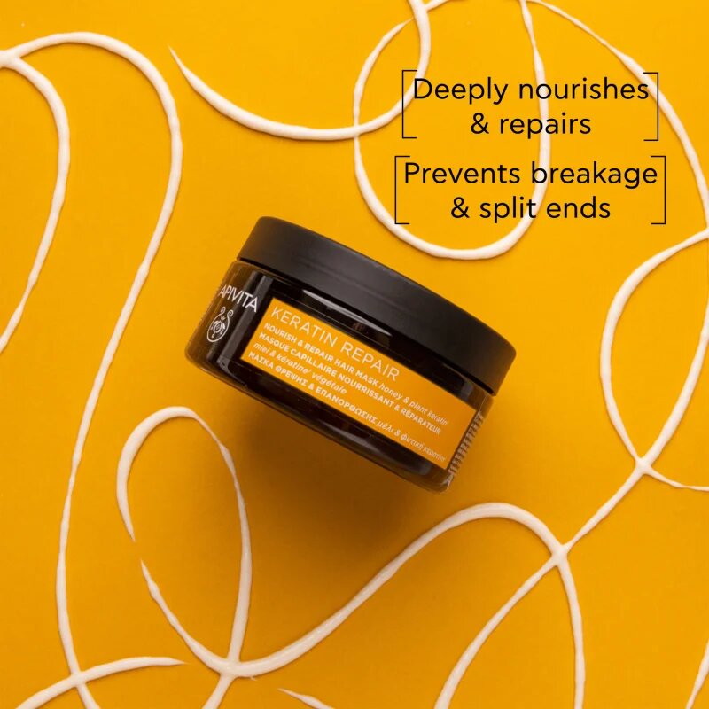 Apivita Keratin Repair Nourish Repair Hair Mask obnovitvena maska za poškodovane lase s keratinom 200 ml