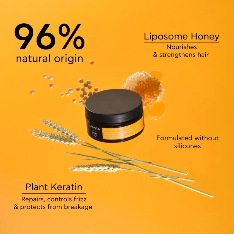 Apivita Keratin Repair Nourish Repair Hair Mask obnovitvena maska za poškodovane lase s keratinom 200 ml
