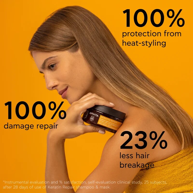 Apivita Keratin Repair Nourish Repair Hair Mask obnovitvena maska za poškodovane lase s keratinom 200 ml