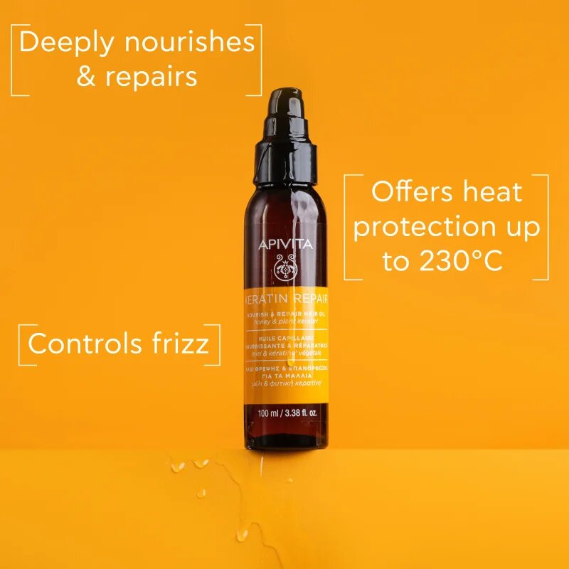 Apivita Keratin Repair Nourish Repair Hair Oil olje za lase za suhe in poškodovane lase 100 ml