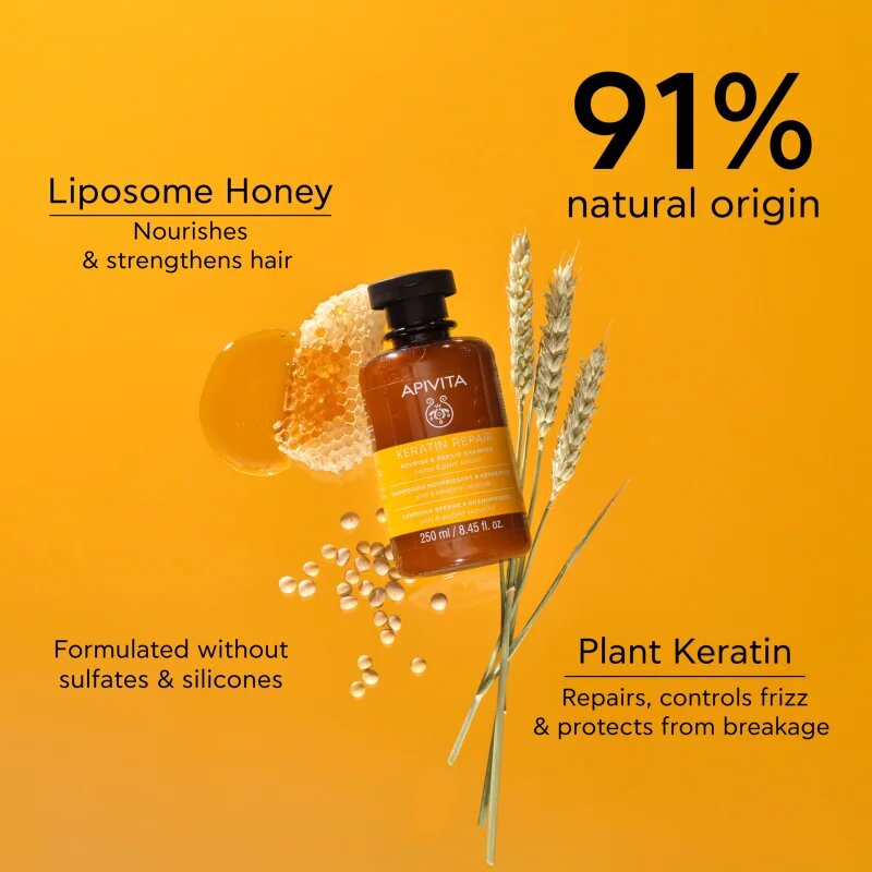 Apivita Keratin Repair Nourish Repair Shampoo čistilni šampon 250 ml