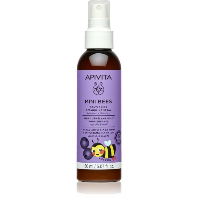Apivita Mini Bees Gentle Kids Detangling Spray Blueberry&Honey pršilo za lažje česanje las 150 ml
