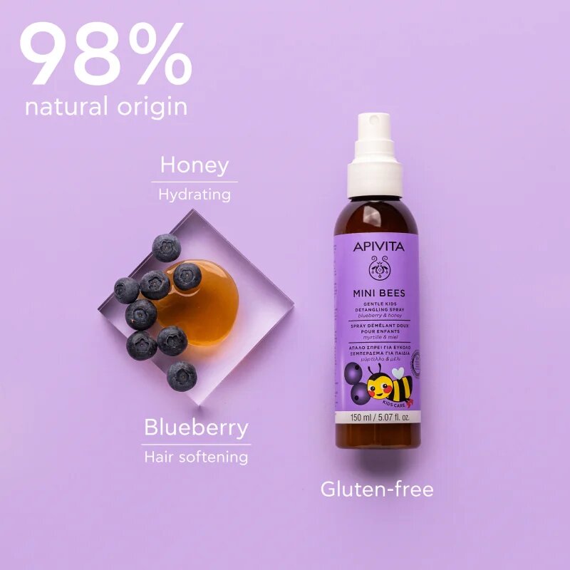 Apivita Mini Bees Gentle Kids Detangling Spray Blueberry&Honey pršilo za lažje česanje las 150 ml