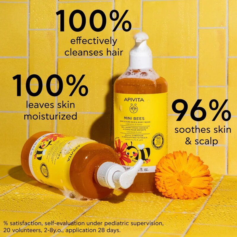 Apivita Mini Bees Gentle Kids Hair&Body wash Calendula&Honey gel za umivanje za telo in lase 500 ml
