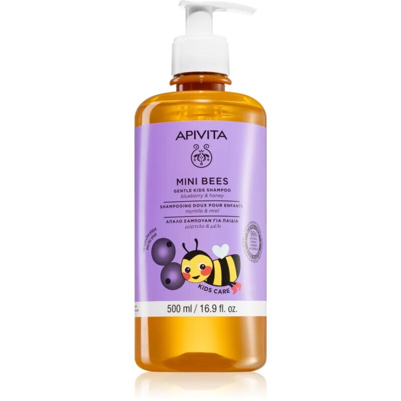 Apivita Mini Bees Gentle Kids Shampoo Blueberry & Honey šampon za tanke lase za otroke 500 ml
