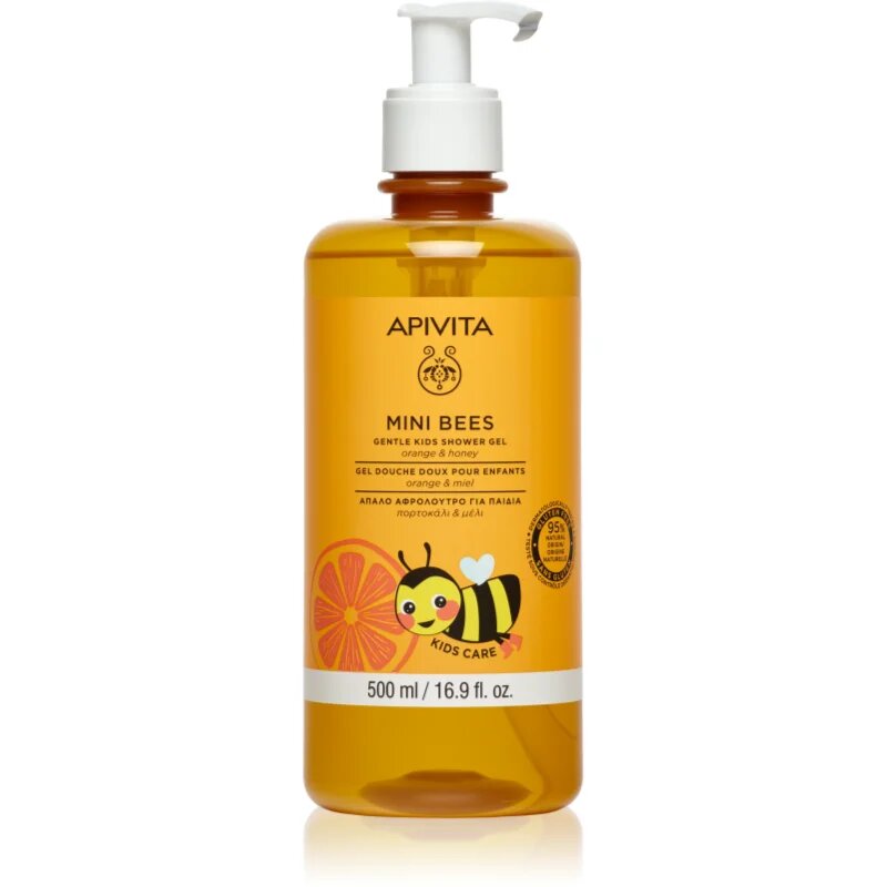 Apivita Mini Bees Gentle Kids Shower Gel Orange&Honey gel za prhanje za telo in lase za otroke 500 ml