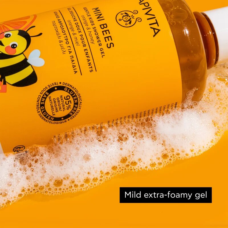 Apivita Mini Bees Gentle Kids Shower Gel Orange&Honey gel za prhanje za telo in lase za otroke 500 ml