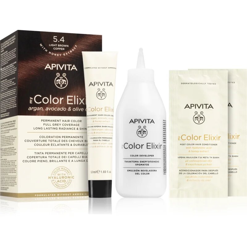 Apivita My Color Elixir barva za lase brez amoniaka odtenek 5.4 Light Brown Copper 1 kos