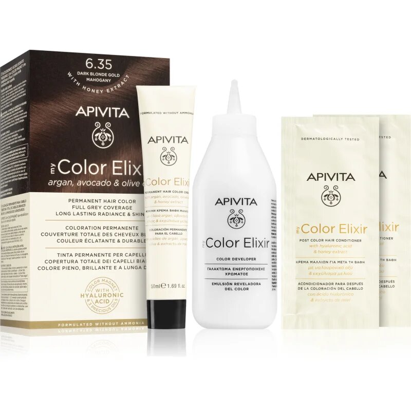 Apivita My Color Elixir barva za lase brez amoniaka odtenek 6.35 Dark Blonde Gold Mahogany 1 kos