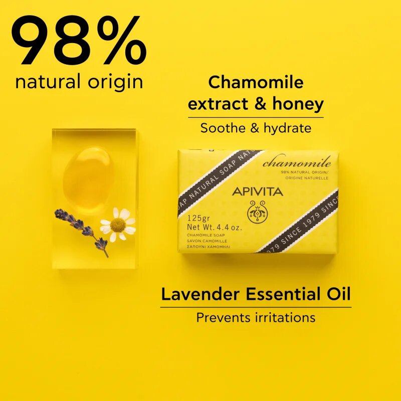 Apivita Natural Soap Chamomile čistilno trdo milo 125 g