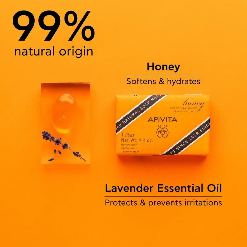Apivita Natural Soap Honey čistilno trdo milo 125 g