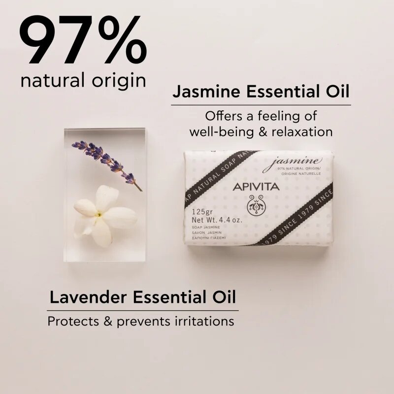 Apivita Natural Soap Jasmine čistilno trdo milo 125 g