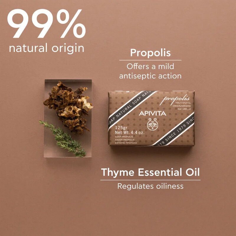 Apivita Natural Soap Propolis čistilno trdo milo 125 g