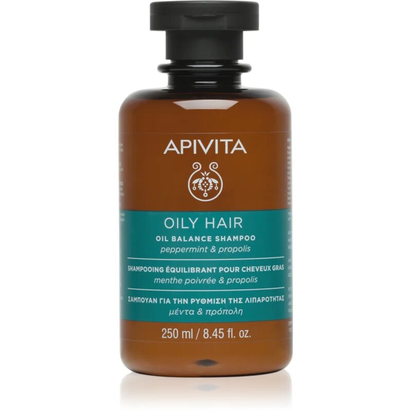 Apivita Oily Hair Oil Balance Shampoo globinsko čistilni šampon za mastno lasišče za krepitev in sijaj las 250 ml