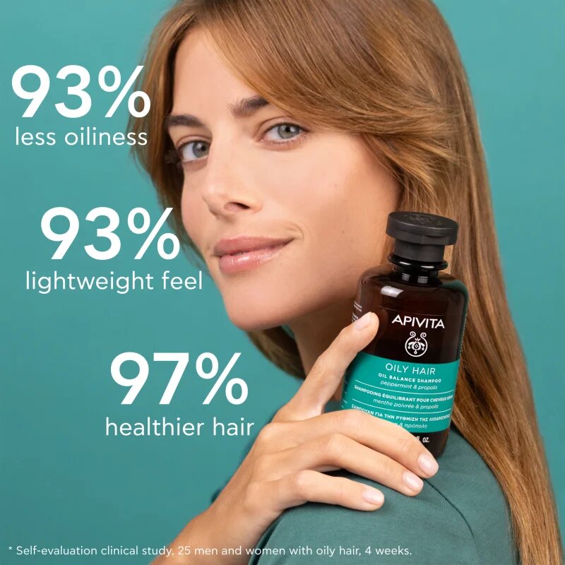 Apivita Oily Hair Oil Balance Shampoo globinsko čistilni šampon za mastno lasišče za krepitev in sijaj las 250 ml