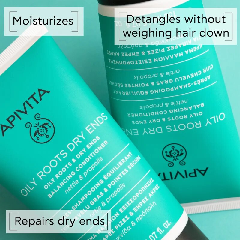Apivita Oily Roots & Dry Ends Balancing Conditioner balzam za mastno lasišče in suhe konice 150 ml
