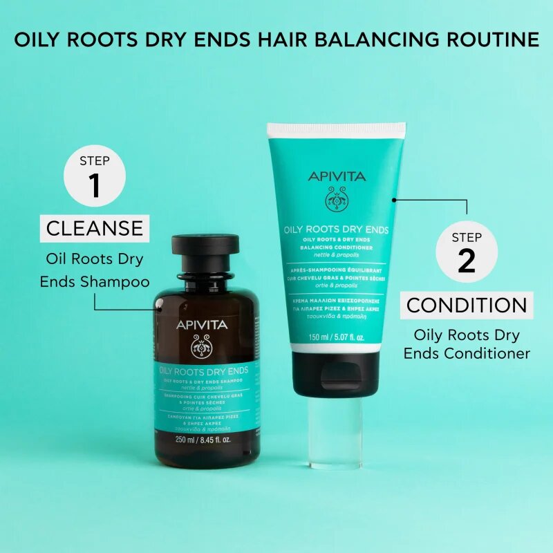 Apivita Oily Roots & Dry Ends Balancing Conditioner balzam za mastno lasišče in suhe konice 150 ml