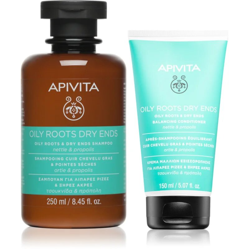 Apivita Oily Roots & Dry Ends set za mastno lasišče in suhe konice