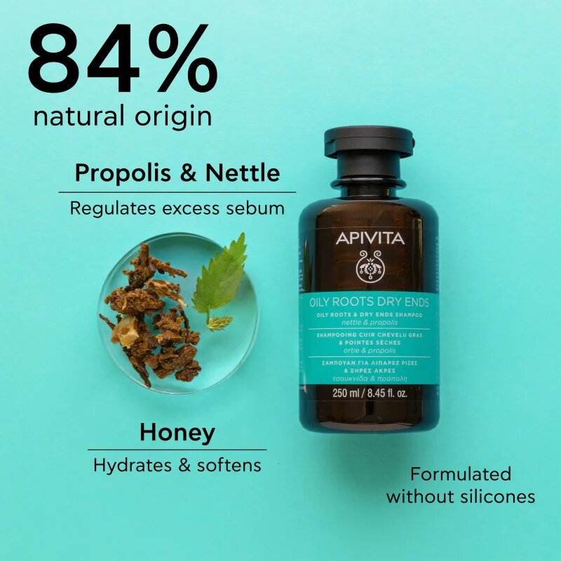 Apivita Oily Roots & Dry Ends set za mastno lasišče in suhe konice