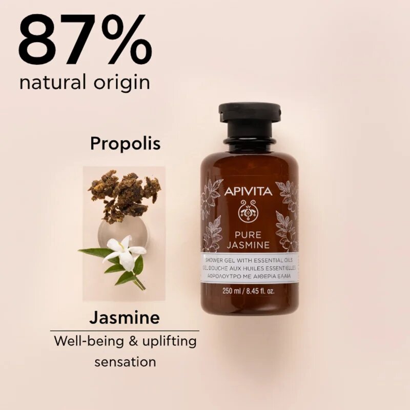 Apivita Pure Jasmine Shower Gel vlažilen gel za prhanje z eteričnimi olji 250 ml