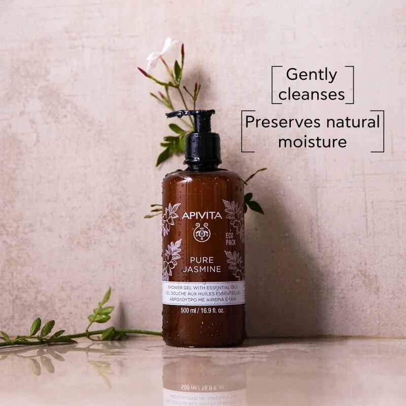 Apivita Pure Jasmine Shower Gel vlažilen gel za prhanje z eteričnimi olji 500 ml