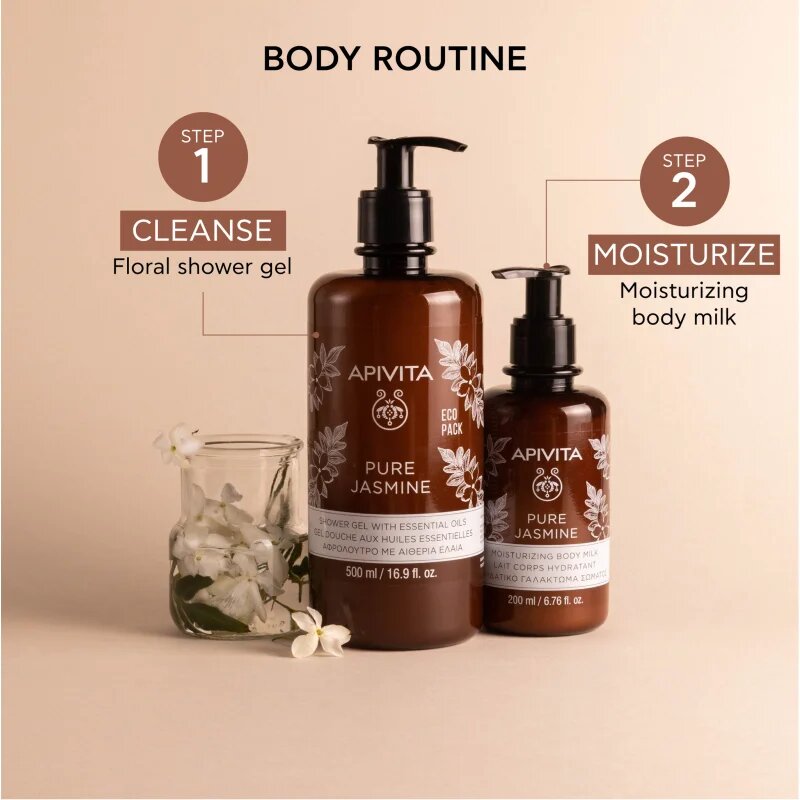 Apivita Pure Jasmine Shower Gel vlažilen gel za prhanje z eteričnimi olji 500 ml