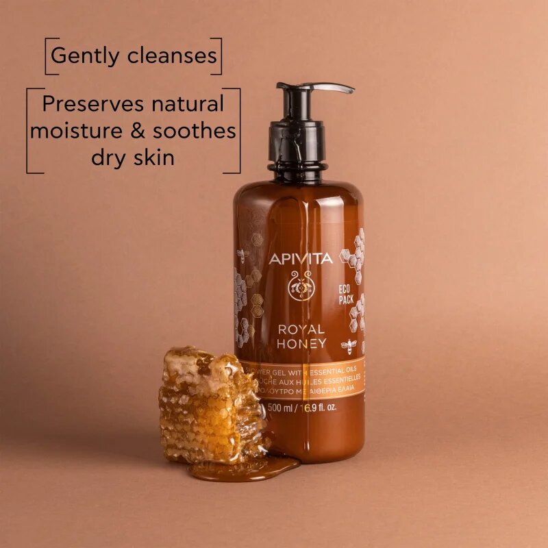 Apivita Royal Honey Creamy Shower Gel vlažilen gel za prhanje z eteričnimi olji 500 ml