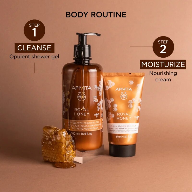 Apivita Royal Honey Creamy Shower Gel vlažilen gel za prhanje z eteričnimi olji 500 ml
