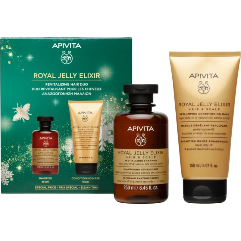 Apivita Royal Jelly Elixir Revitalizing Hair Duo božični darilni set z revitalizacijskim učinkom