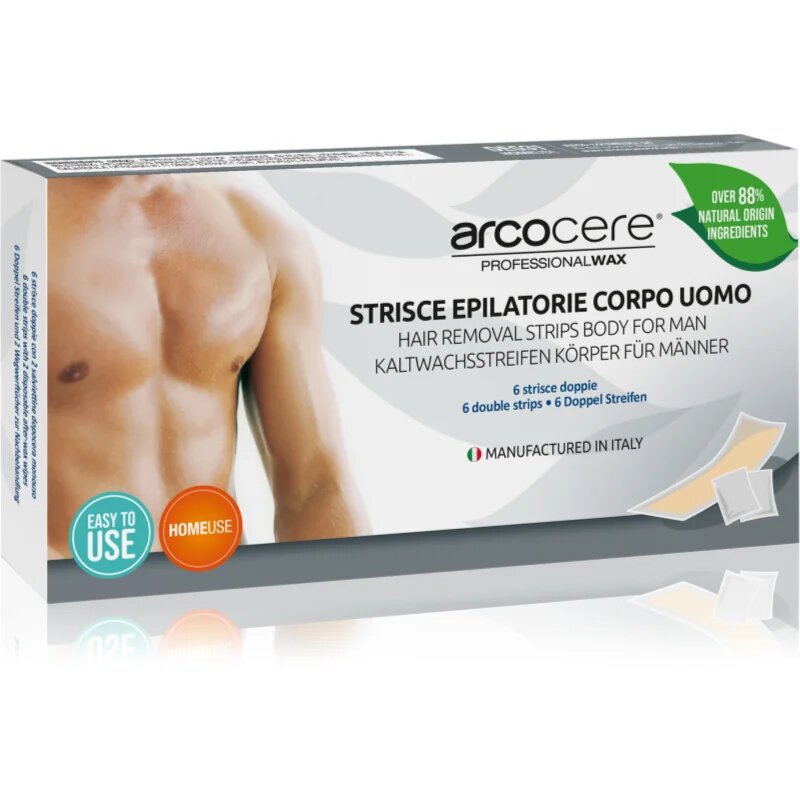 Arcocere Professional Wax voskasti depilacijski trakovi za moške 6 kos