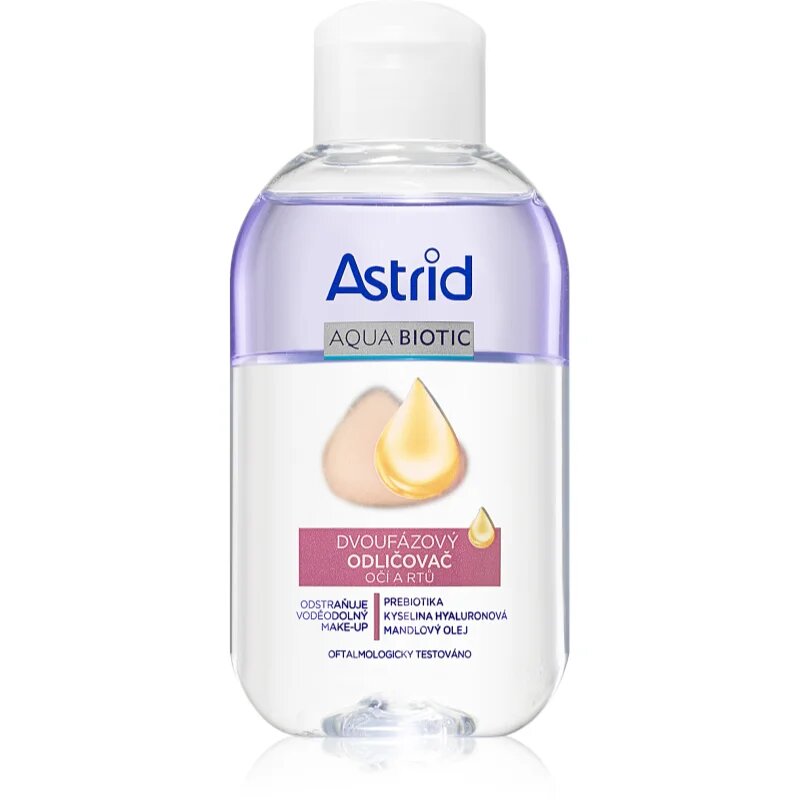 Astrid Aqua Biotic dvofazni odstranjevalec ličil za oči in ustnice 125 ml