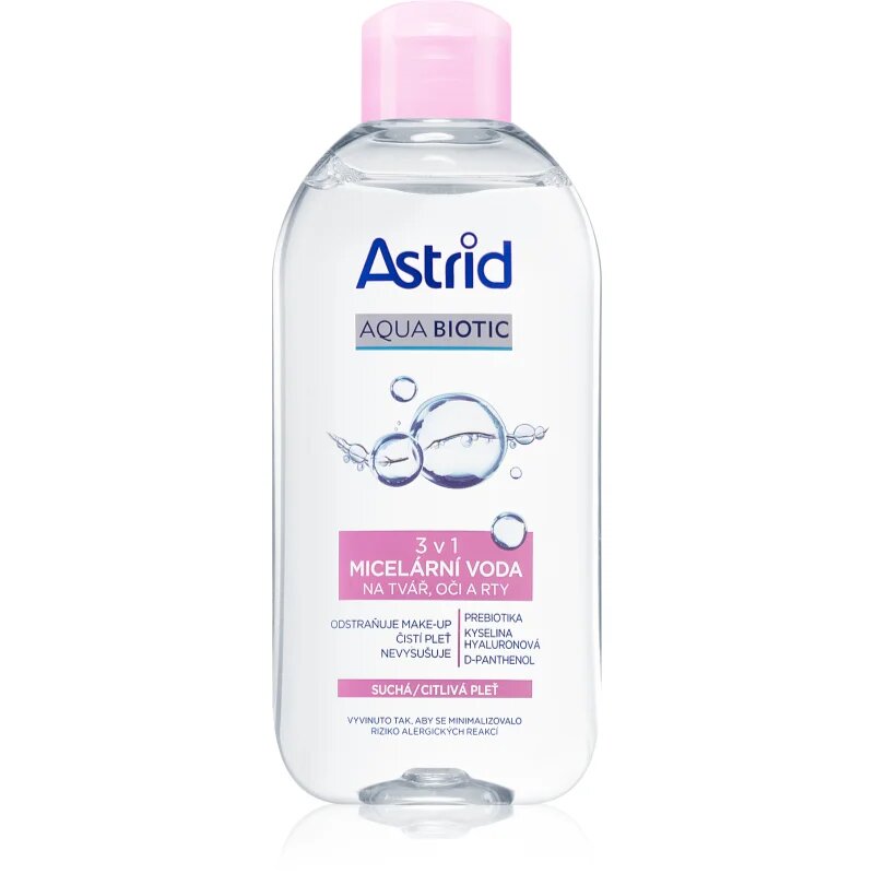 Astrid Aqua Biotic micelarna voda 3v1 za suho in občutljivo kožo 400 ml