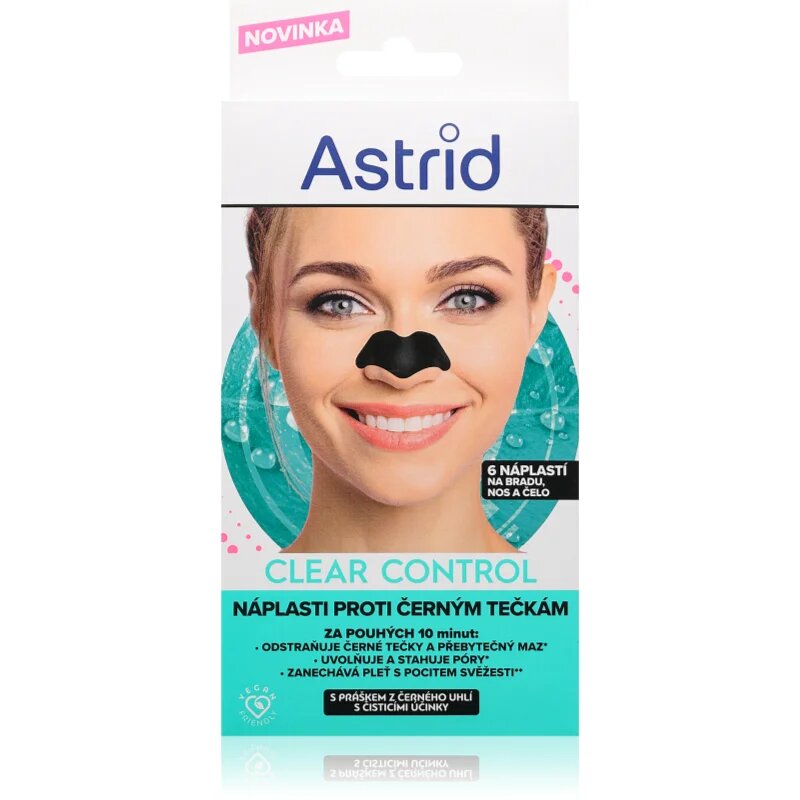 Astrid Clear Control čistilni obliž za obraz proti črnim pikicam 6 kos