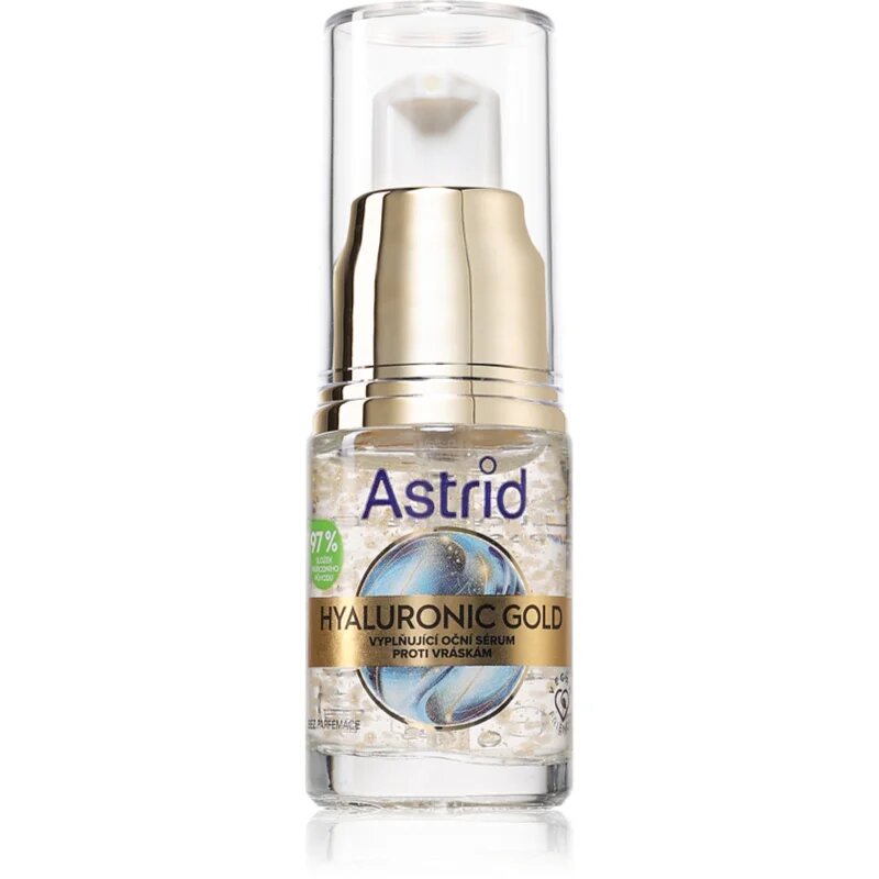 Astrid Hyaluronic Gold lifting serum za predel okoli oči z niacinamidom 15 ml