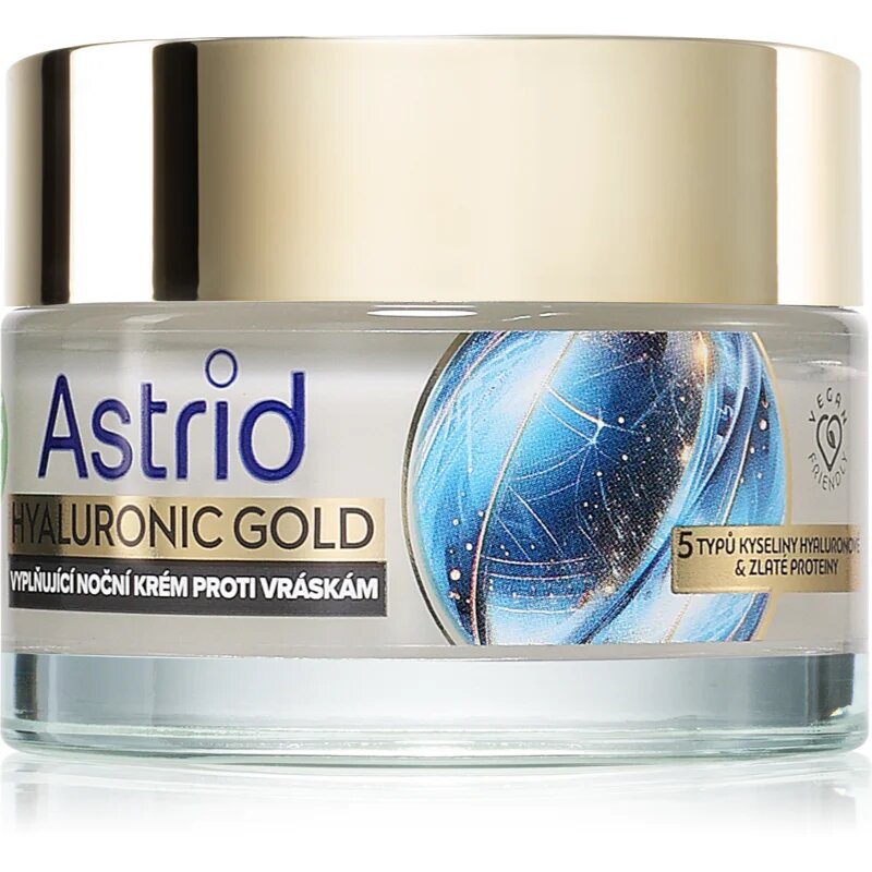 Astrid Hyaluronic Gold nočna krema proti gubam z beljakovinami 50 ml