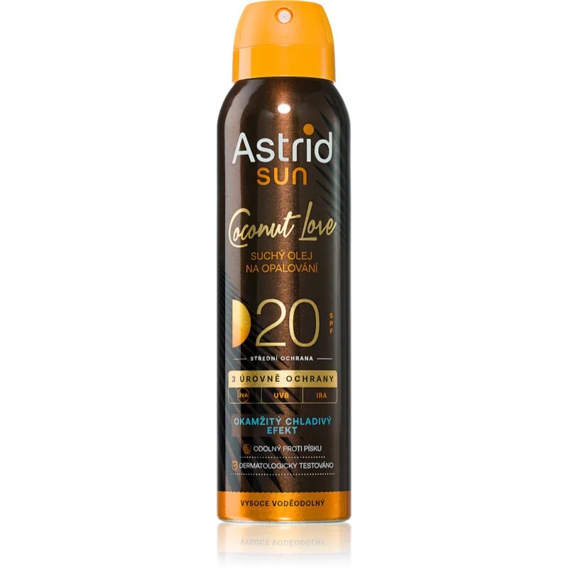 Astrid Sun Coconut Love suho olje za sončenje SPF 20 s srednjo UV zaščito 150 ml