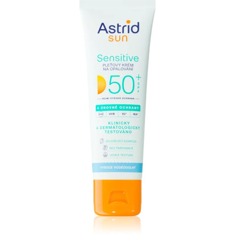 Astrid Sun Sensitive krema za obraz za sončenje SPF 50+ vodoodporen 50 ml