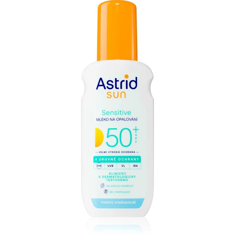 Astrid Sun Sensitive losjon za sončenje v pršilu SPF 50+ z visoko UV zaščito 150 ml