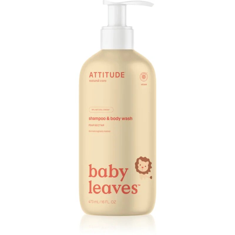 Attitude Baby Leaves Pear Nectar gel za prhanje in šampon 2v1 z vonjem hruškovega soka 473 ml
