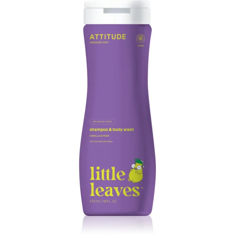 Attitude Little Leaves Vanilla & Pear otroški gel za umivanje in šampon z vonjem vanilje in hruške 473 ml