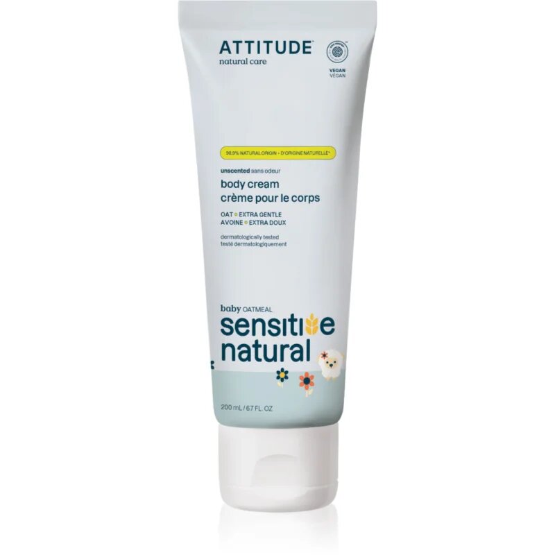 Attitude Sensitive Natural Baby Oatmeal vlažilna in pomirjujoča krema za občutljivo kožo za otroke 200 ml