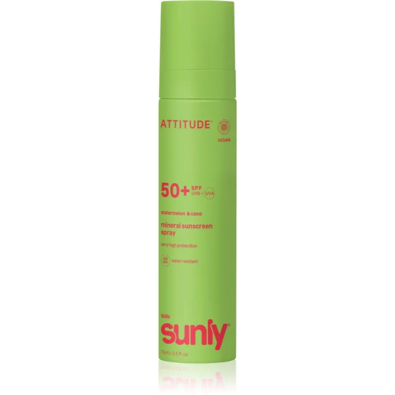 Attitude Sunly Kids Watermelon & Coco mineralno pršilo za sončenje SPF 50+ za otroke 75 ml