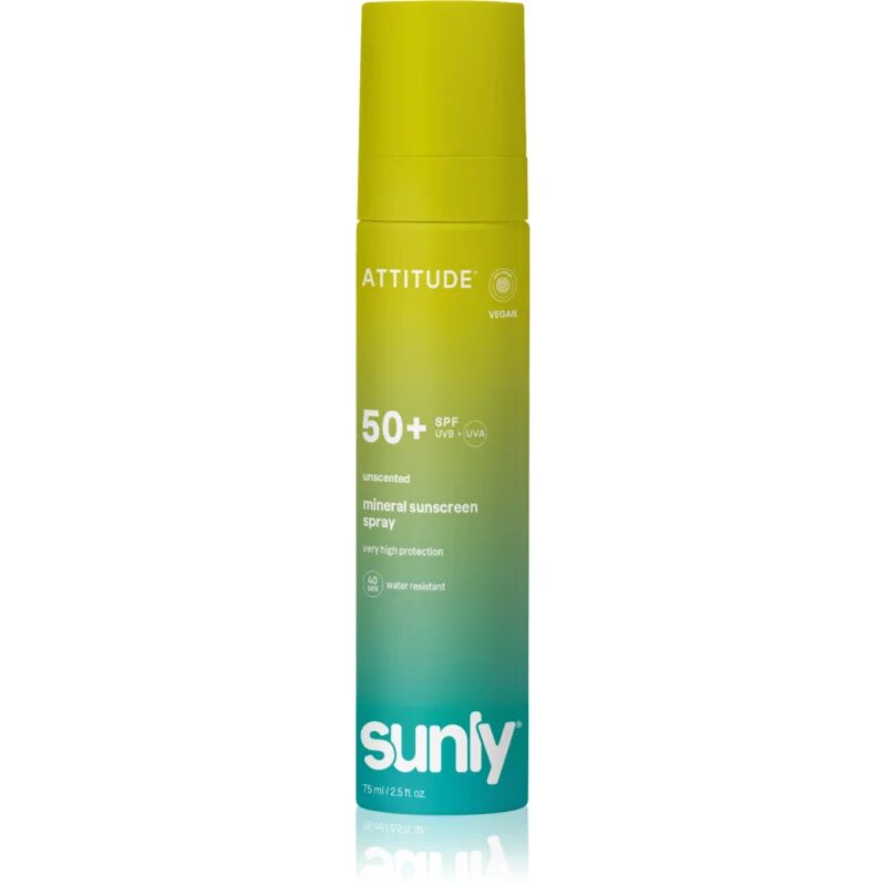 Attitude Sunly Mineral Sunscreen Spray SPF 50+ mineralno pršilo za sončenje brez dodanih dišav SPF 50+ 75 ml