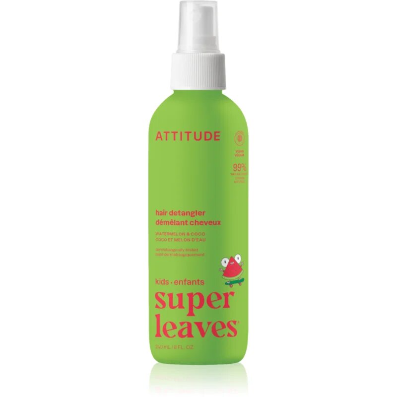 Attitude Super Leaves Kids pršilo za lažje česanje las z vonjem lubenice in kokosa 240 ml