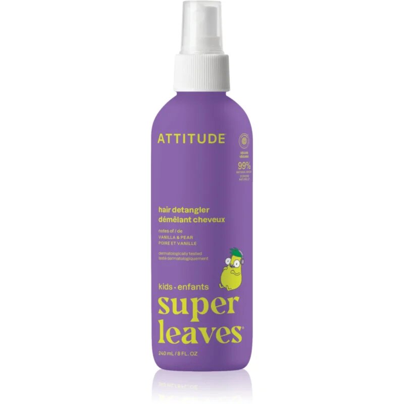 Attitude Super Leaves Kids pršilo za lažje česanje las z vonjem vanilje in hruške za otroke Vanilla & Pear 240 ml