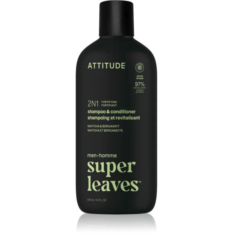 Attitude Super Leaves Matcha & Bergamot šampon in balzam 2 v 1 za moške 415 ml