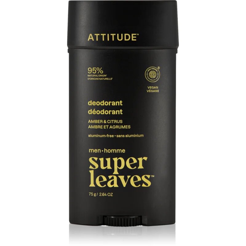 Attitude Super Leaves Men Deodorant dezodorant brez aluminija za moške Amber & Citrus 75 g