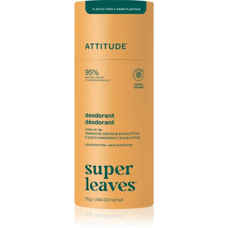 Attitude Super Leaves Natural Deodorant naravni trdi deodorant brez aluminija Orange Blossom & Eucalyptus 75 g